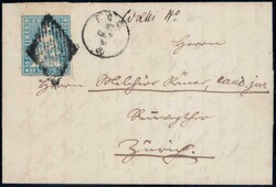 EGG 1855, 10Rp blau, farbfrisches Randstück, sehr breiter Bogenrand ...