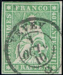 40Rp grün, farbfrisch, breitrandiges Randstück, perfekter ...