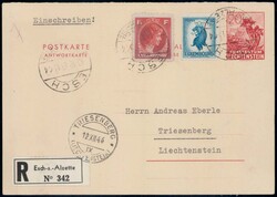 1940, Antwortkarte von Luxemburg nach Triesenberg