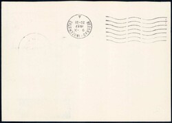 1957, Antwortkarte vom SABENA-Erstflug Brüssel-Belgrad, ...