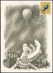 1956/57, 6 Ballonpostkarten, dabei Vignetten und Pilotenunterschriften