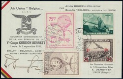 Belgien 1939, V. Coupe Gordon Bennett, Beleg mit Aunterschrift + 2 ...