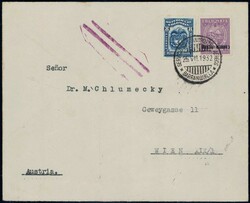 1932, 8c + 40c mit Aufdruck "CORREO AEREO" auf Brief von Barranquilla ...