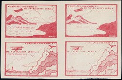 1920, 4 Flugpostvignetten im ViererblockAutomatically generated ...