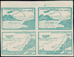 1920, 4 Flugpostvignetten im ViererblockAutomatically generated ...