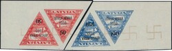 1933, Erstflug Lettland-Gambia, 50 auf 15S rot und 100 auf 25S blau, ...