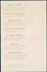 Menu, 1 Menukarten der Chocolat KohlerAutomatically generated ...