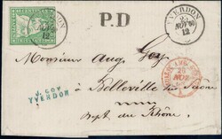 Frankreich 1860, 40Rp grün, vollrandiges Eckrandstück auf sauberem ...