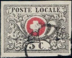 Waadt 5, farbfrisch, breitrandig, rückseitig falzhell + schwacher ...