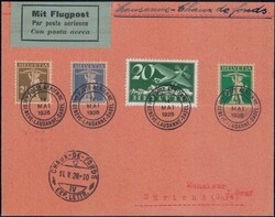 1928, NHORA-Flug Lausanne-Chaux-de-Fonds, nur 30 Belege geflogen, SLH ...