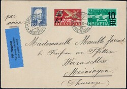 1934, 30c Albrecht von Haller mit Flugpost Zusatzfrankatur auf ...