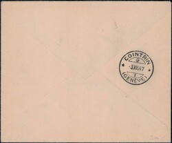 1947, 5c Plattenfehler: fehlende Speiche auf R-Brief von GENEVE SDN, ...