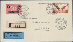 1932, ALI-Erstflug Zürich-Rom, AK-Stempel rückseitig, SLH 260 ...