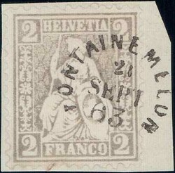 2c grau mit seltenem Fingerhutstempel FONTAINEMELON NE (ohne ...