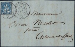 1864, 10c blau auf sauberem Faltbrief mit grossem Vorphilastempel ...
