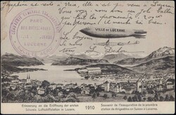 1913, 1. Schweizerische Luftschiffstation Luzern, Erinnerungskarte ...