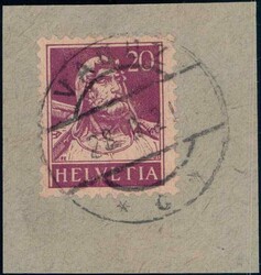 1921, 20c rotlila auf kl. Briefstück mit Vollstempel VADUZ 28.2.21, ...