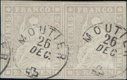 2Rp grau, farbfrisches Paar, überrandig, sauber gest. mit ...