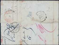 USA 1858, 15Rp karmin + 1Fr grau auf sauberem Brief von ...