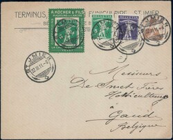 Kochermarken 1909, 5c grün, Rahmen grün auf Brief mit ...