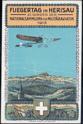 1913, Vorläufer Herisau auf Zeppelinkarte von 1929, philatelistische ...