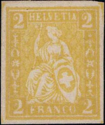 2c gelb, ungezähnte Farbprobe auf Papier ohne KZ