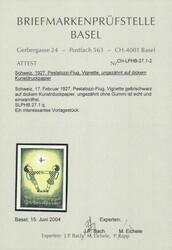 1927, Flugmeeting Brugg-Yverdon, ungezähnte Ausgabe auf ...