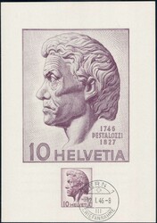1946, 10c Pestalozzi auf passendem Werbeheft, ET-Stempel BERN 1