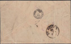 1888, 2c rot auf rosa zusammen mit 1c grün und 5c blau auf Brief ...