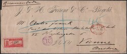 1892, 20c violett + 5c blau auf Leinenbrief von Bogota nach Wien, ...