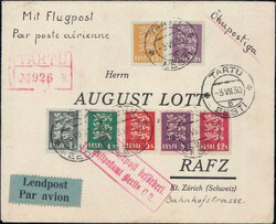 1930, R-Flugpostbrief von Tartu via Berlin nach Zürich, attraktive ...