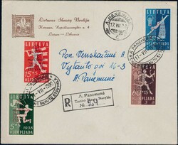 Pfadfinder: Litauen 1938, Aufdruckserie (4) auf illustr. Brief mit ...