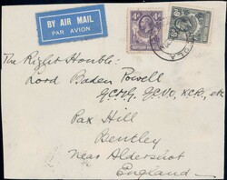 Pfadfinder: Nord Rhodesien 1932, Briefvorderseite, adressiert an Lord ...