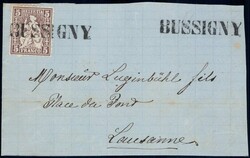 BUSSIGNY 1862, 5c braun auf Briefvorderseite mit grossem ...