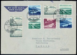 1954, Buntfrankatur auf Luftpostbrief von Basel nach Tanger / ...