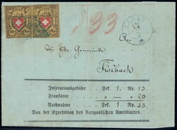 1854, Typen 17+18 D/RU, farbfrisches und vollrandiges Paar (linke ...