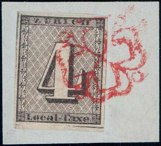Zürich 4, waagrechte Untergrundlinien, Type I, farbfrisch, voll- bis ...