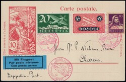 1930, 10c Postkarte vom Zeppelinflug Bern-BaselAutomatically ...