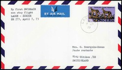 1973, Swissair Erstflug Lagos-Zürich, SLH 200.-Automatically ...