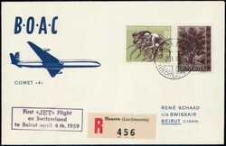 1959, Erstflug Zürich-Beyrouth, Briefe ab der Schweiz + ...