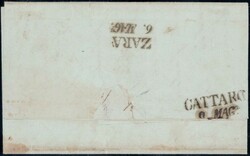 Schiffspostbrief 1855, 9Kr blau auf Brief nach Dobrota, gest. TRIESTE ...