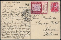 1913, Vorläufer Bern auf offiz. Karte nach Italien. Vorläuferkarten ...