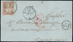 1866, 1Fr goldbronze, rötlich als Einzelfrankatur auf Faltbrief ...