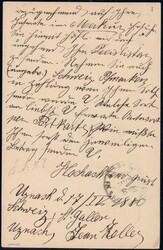 1880, 5c braun auf 5c Postkarte von Uznach über St. Petersburg nach ...
