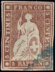 5Rp orangebraun, farbfrisch, weissrandig, Trennschnitt im rechten ...