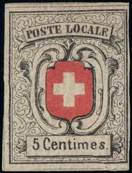 Neuenburg 5c schwarz/rot, farbfrische Marke in seltener ungebrauchter ...