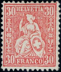 30c zinnober, ohne Gummi, 500.-