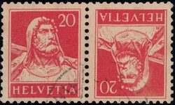 20+20c karminrot, geriffeltes Papier, stumpfer Zahn, 4000.-