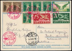 1930, 40c Bundesfeierkarte mit attraktiver Zusatzfrankatur nach ...