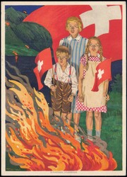 1930, 40c Bundesfeierkarte mit attraktiver Zusatzfrankatur nach ...